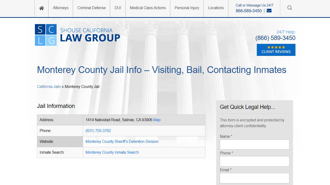 Monterey County Jail Info – Visiting, Bail, Contacting Inmates
